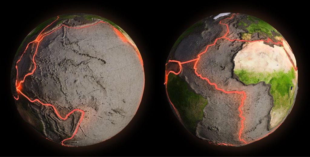 Earth and tectonic plates.