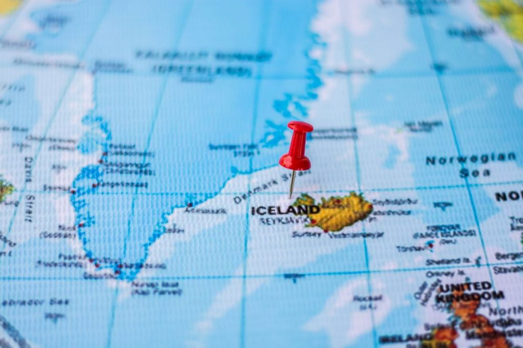 Iceland on the map.