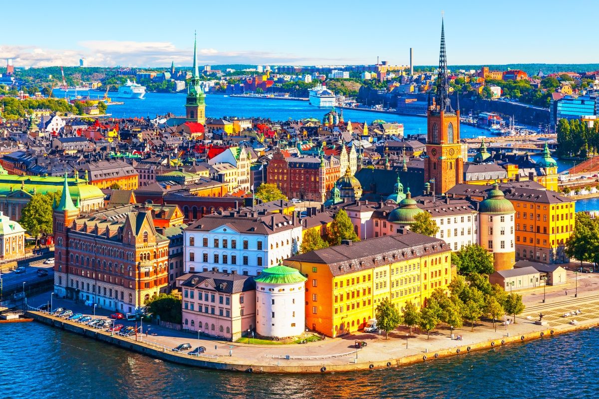 Colourful buildings in the city of Stockholm, Sweden