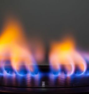 A flame from a gas cooker