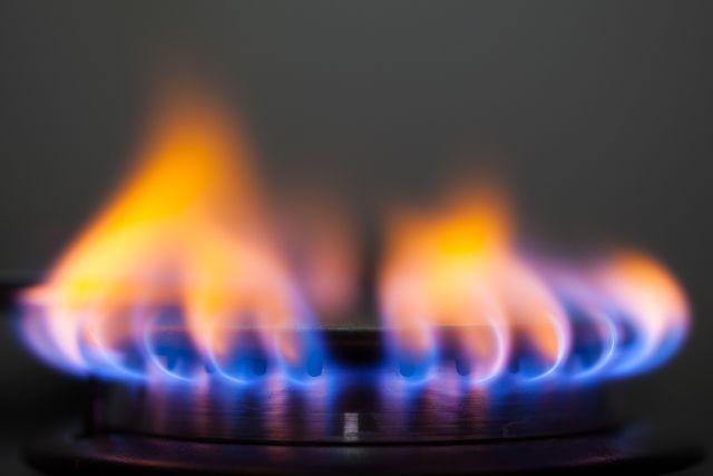 A flame from a gas cooker