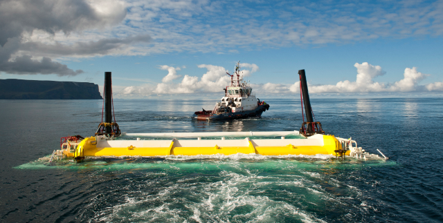 A wave power generator in the water