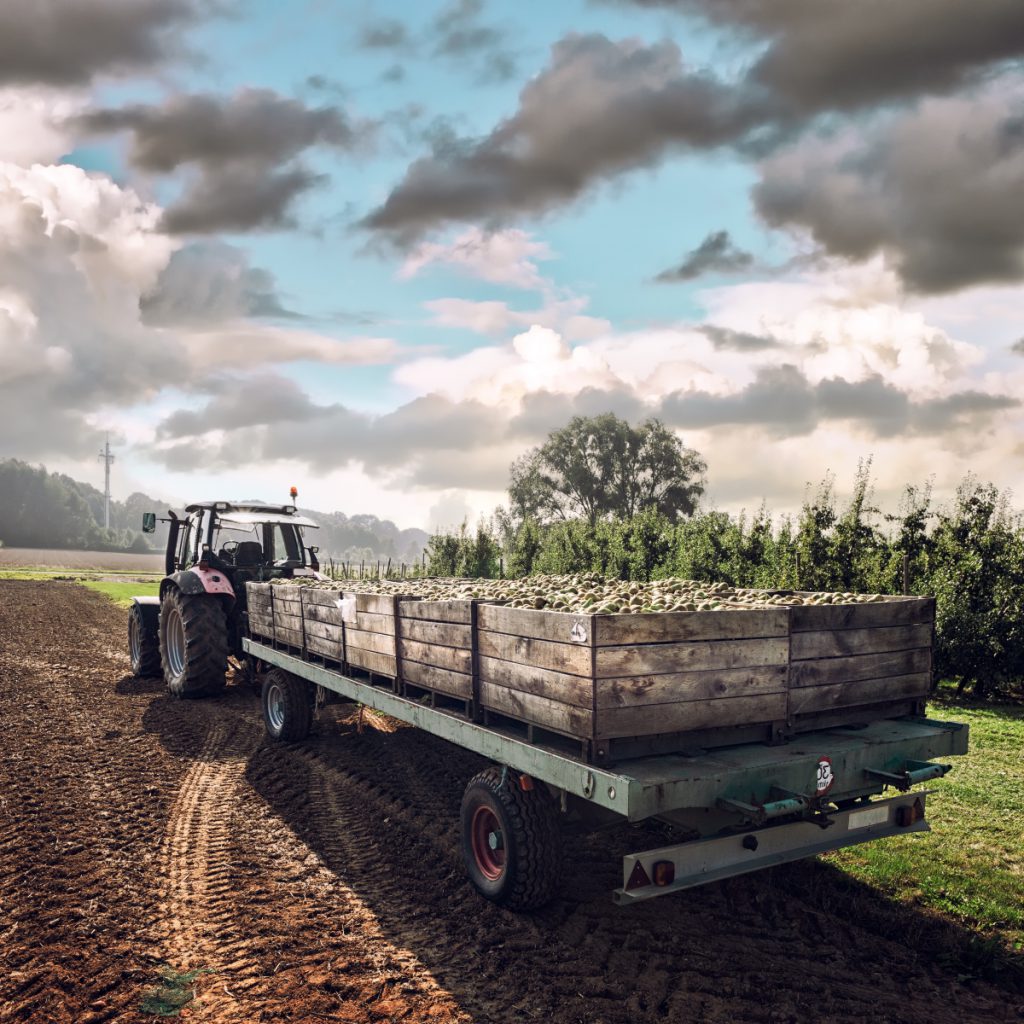 farm tractor and trailer