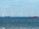 Offshore wind turbine farm on Scotland coast of Aberdeen