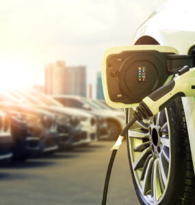 An electric car charging