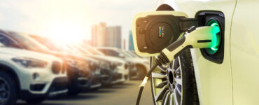 An electric car charging