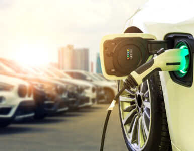 An electric car charging