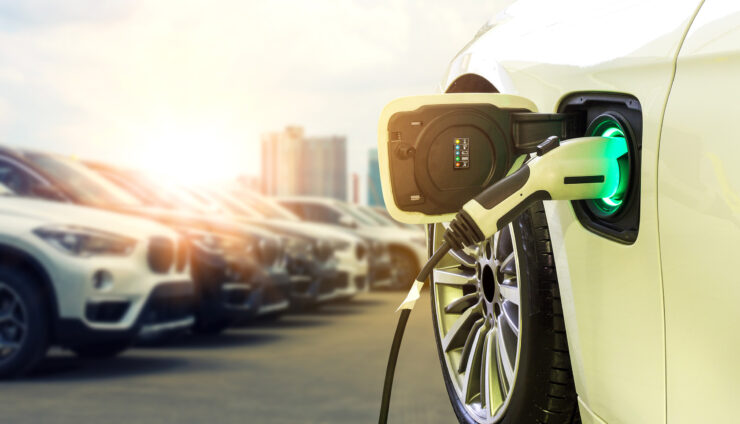 An electric car charging