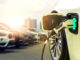 An electric car charging