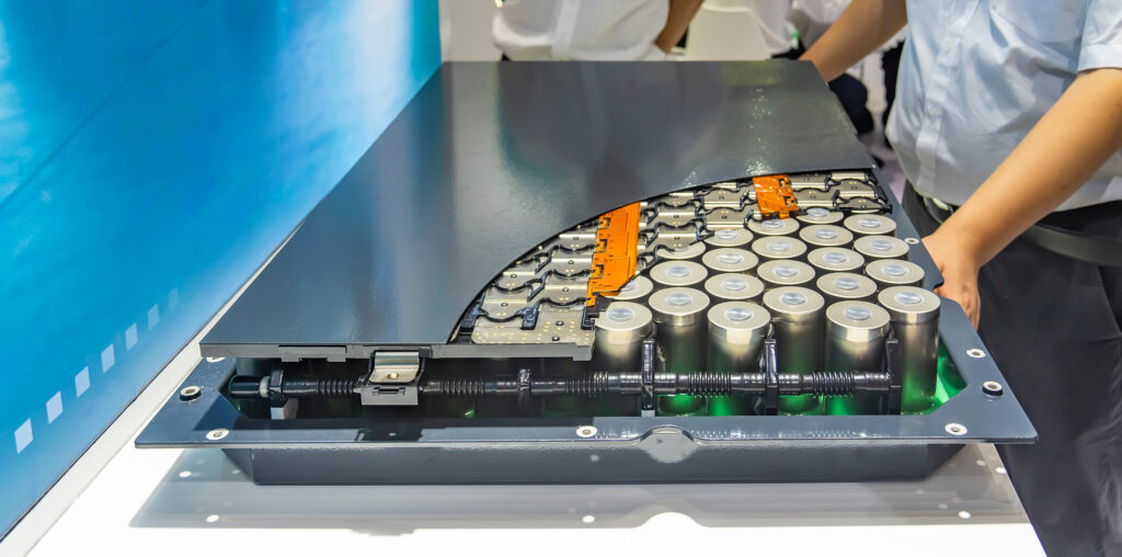 Battery cells are held together using wires, glues and plastics to create one larger Lithium-ion battery.